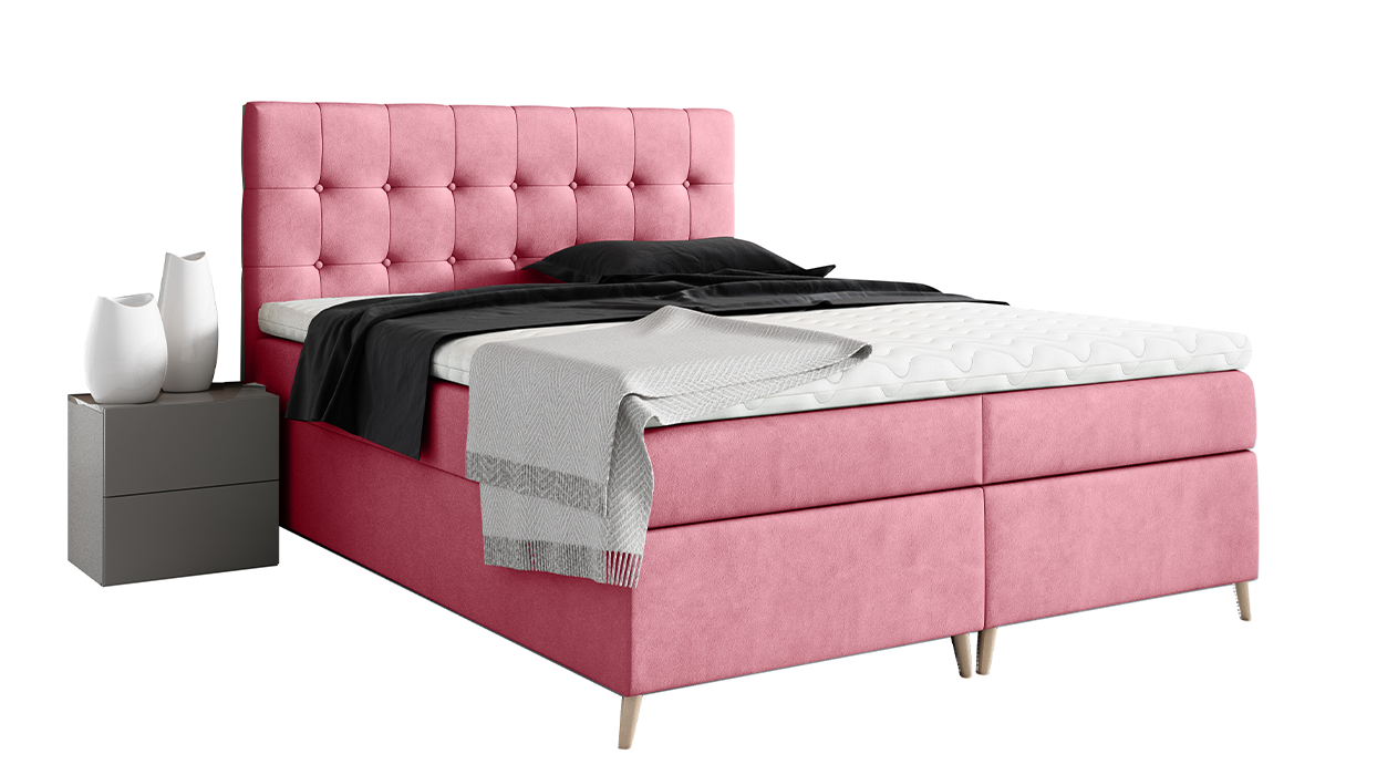 łóżko kontynentalne 200x200 różowe